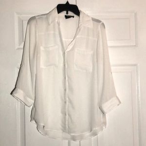 Sheer White Button Down Blouse